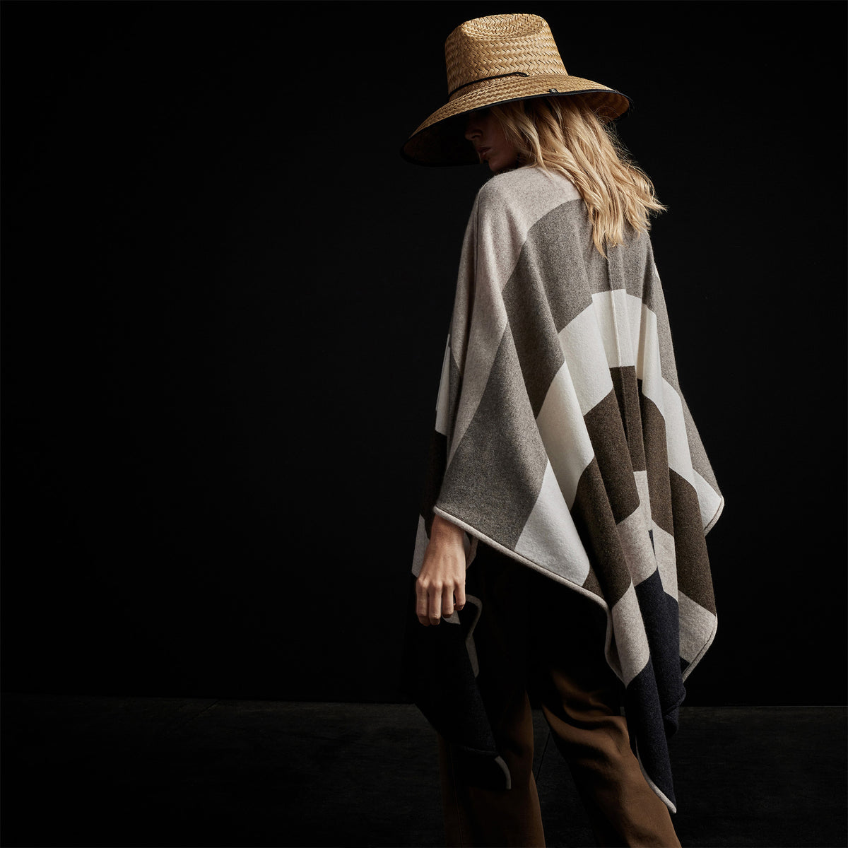 Cashmere Multi Striped Poncho in Beige Mix | James Perse Los Angeles / Womens