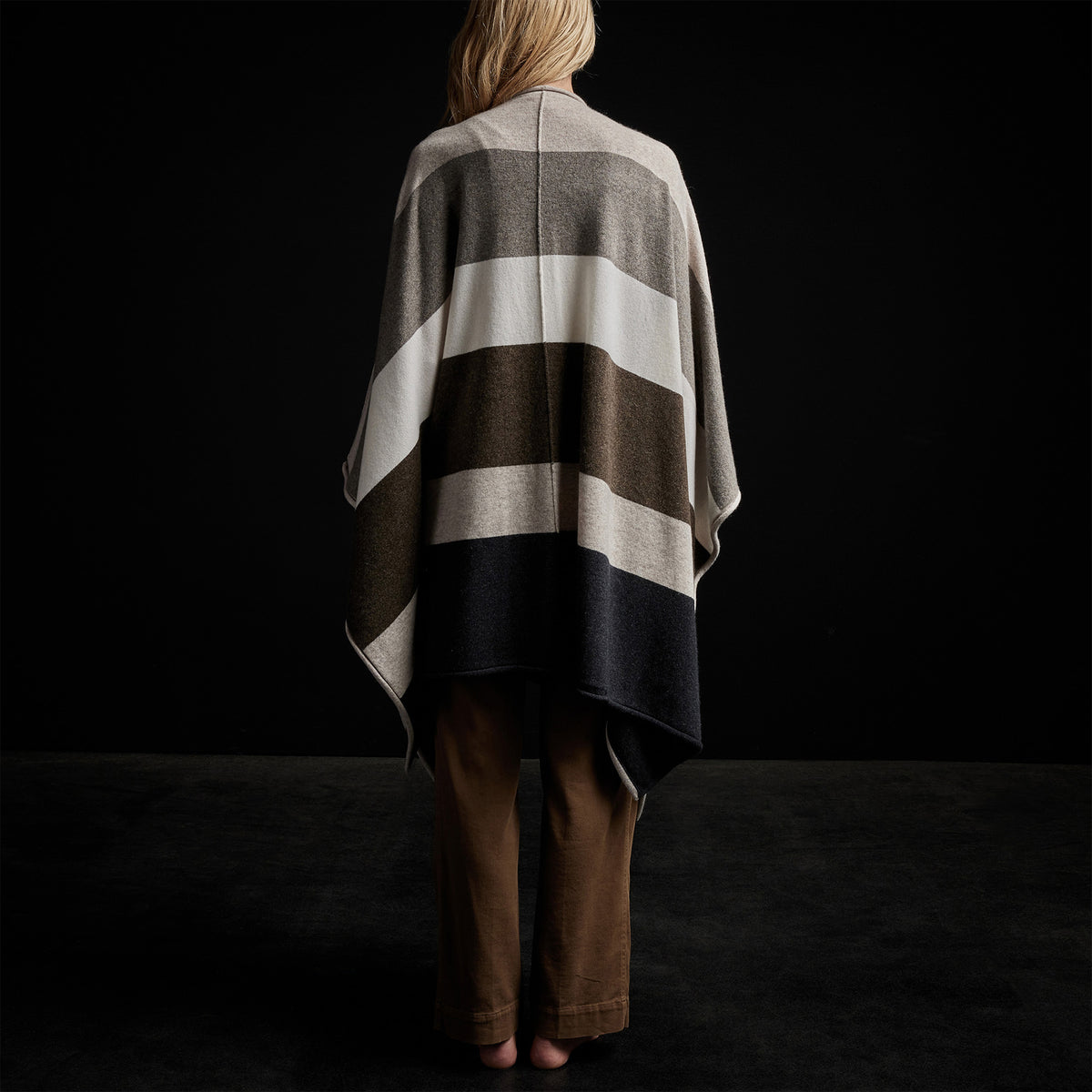 Cashmere Multi Striped Poncho in Beige Mix | James Perse Los Angeles / Womens