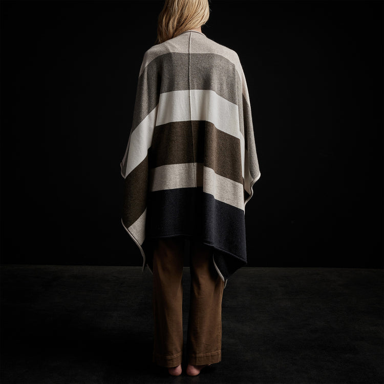 Cashmere Multi Striped Poncho in Beige Mix | James Perse Los Angeles / Womens