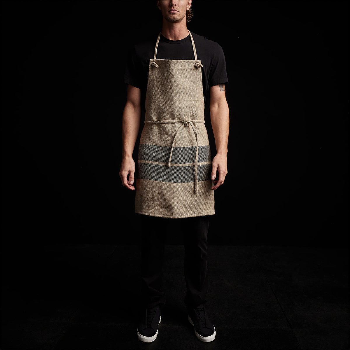 Double Stripe Chef's Apron in Beige/Black | James Perse Los Angeles 