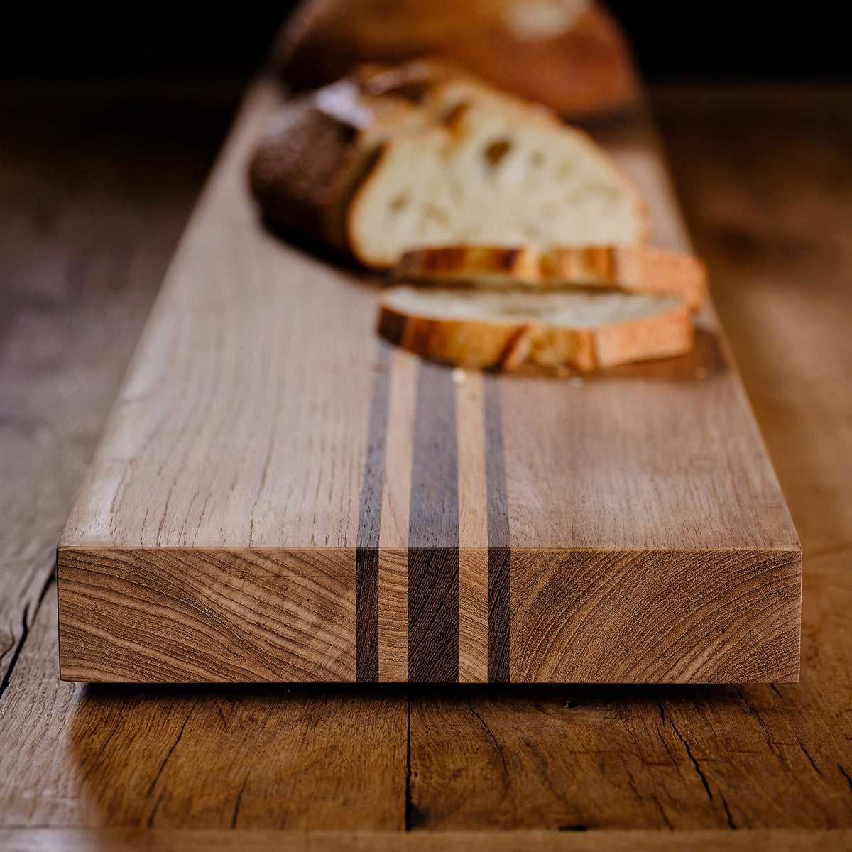 Teak Serving Board 3 Stripe 9x50 in Teak W Natural Finish Domestic | James Perse Los Angeles