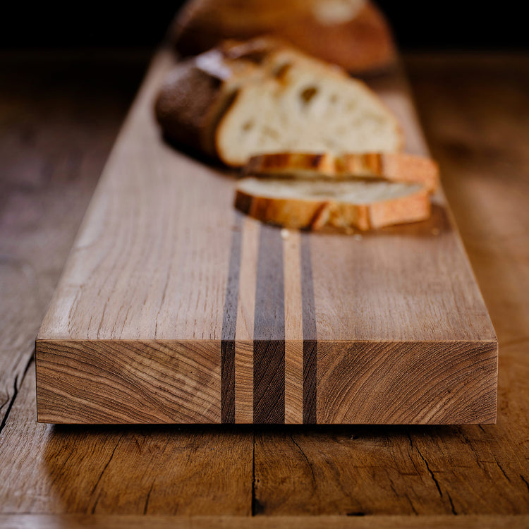 Teak Serving Board 3 Stripe 9x50 in Teak W Natural Finish Domestic | James Perse Los Angeles