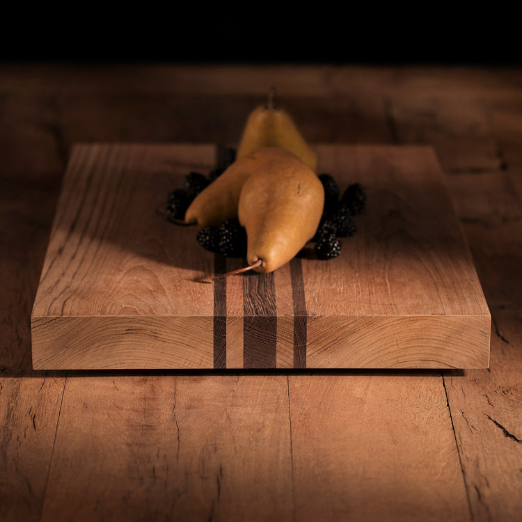 14X20" Teak Serving Board with Triple Stripe in Teak/Natural Finish | James Perse Los Angeles 