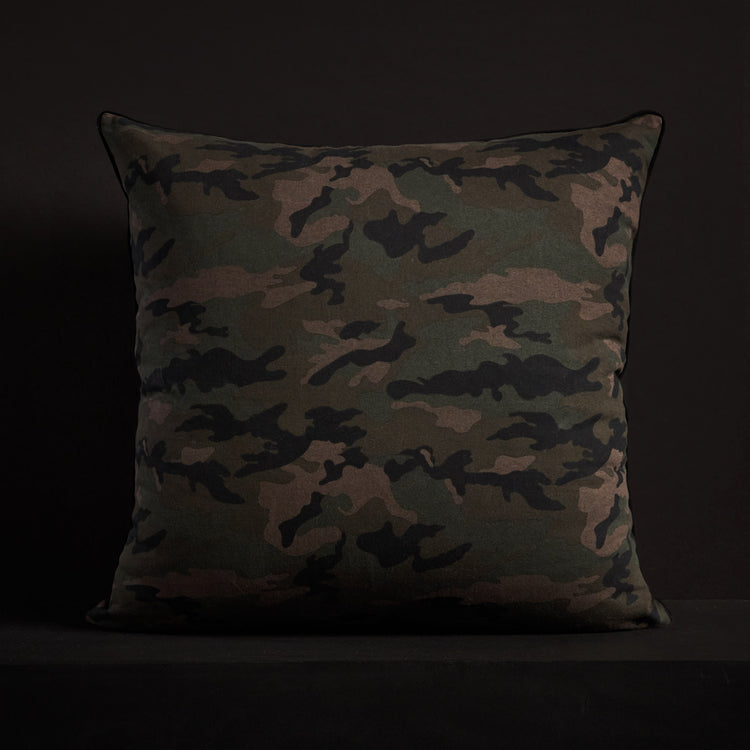 Camo Throw Pillow With Piping - Forest Camo | James Perse Los Angeles