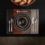 Color Blocked Wool Placemat in Black M/Ochre/Flint | James Perse Los Angeles