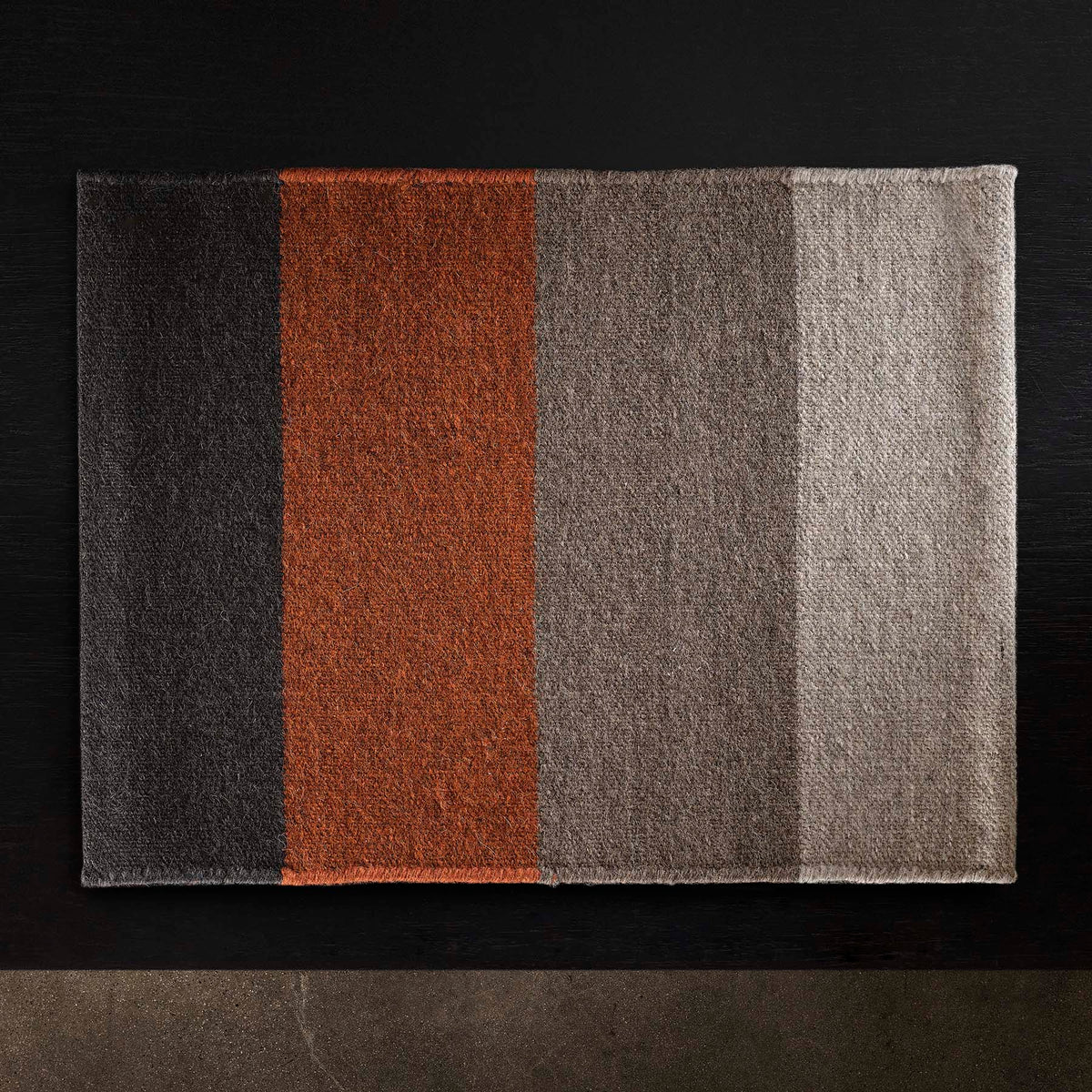 Color Blocked Wool Placemat in Black M/Ochre/Flint | James Perse Los Angeles