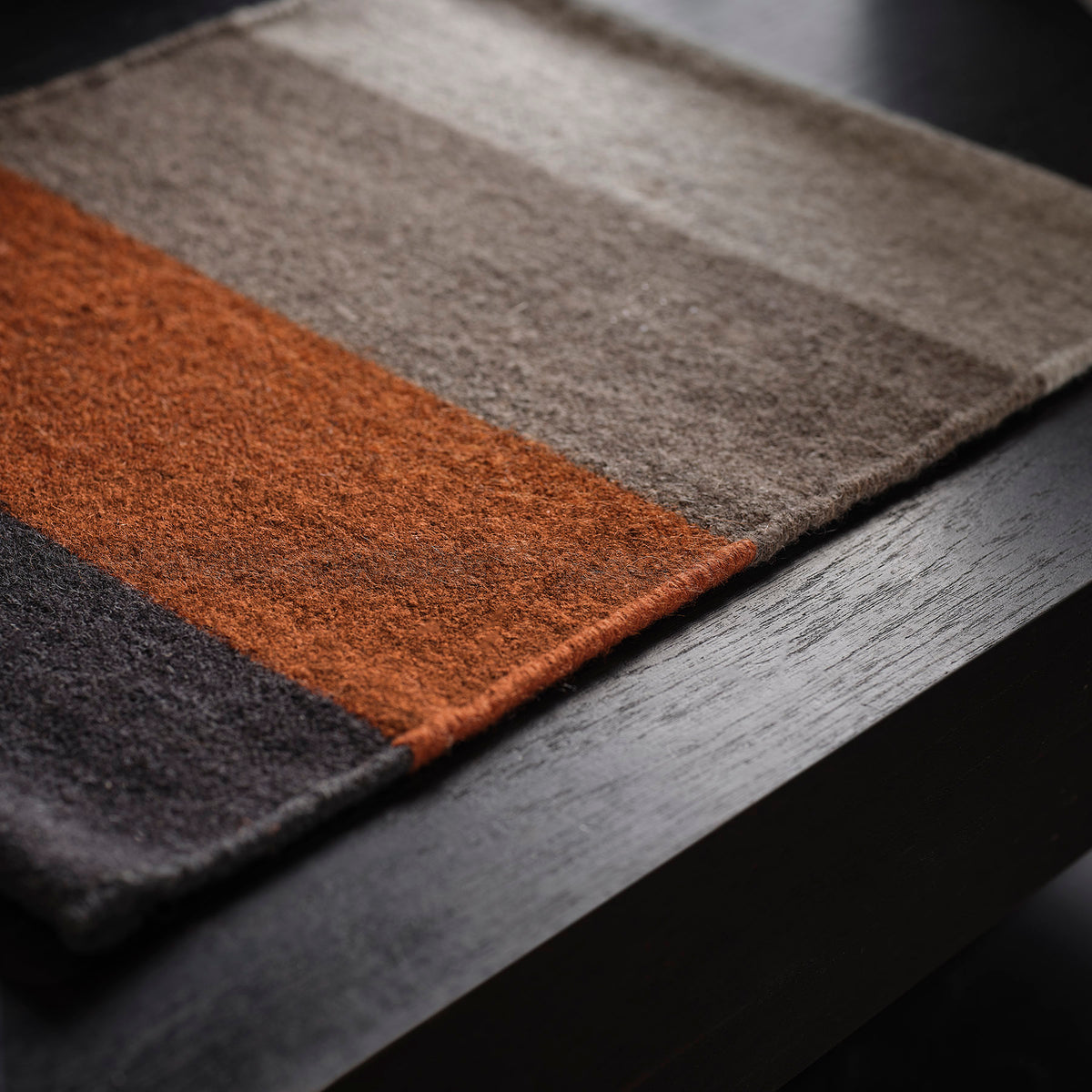 Color Blocked Wool Placemat in Black M/Ochre/Flint | James Perse Los Angeles