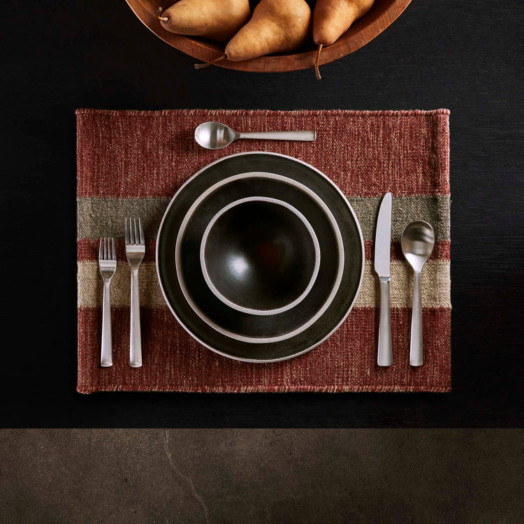 Placemat Wool Double Stripe in Wine/Flint/Oyster | James Perse Los Angeles