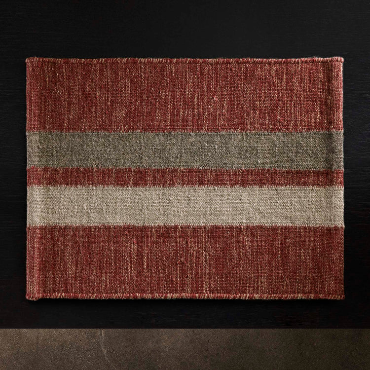 Placemat Wool Double Stripe in Wine/Flint/Oyster | James Perse Los Angeles