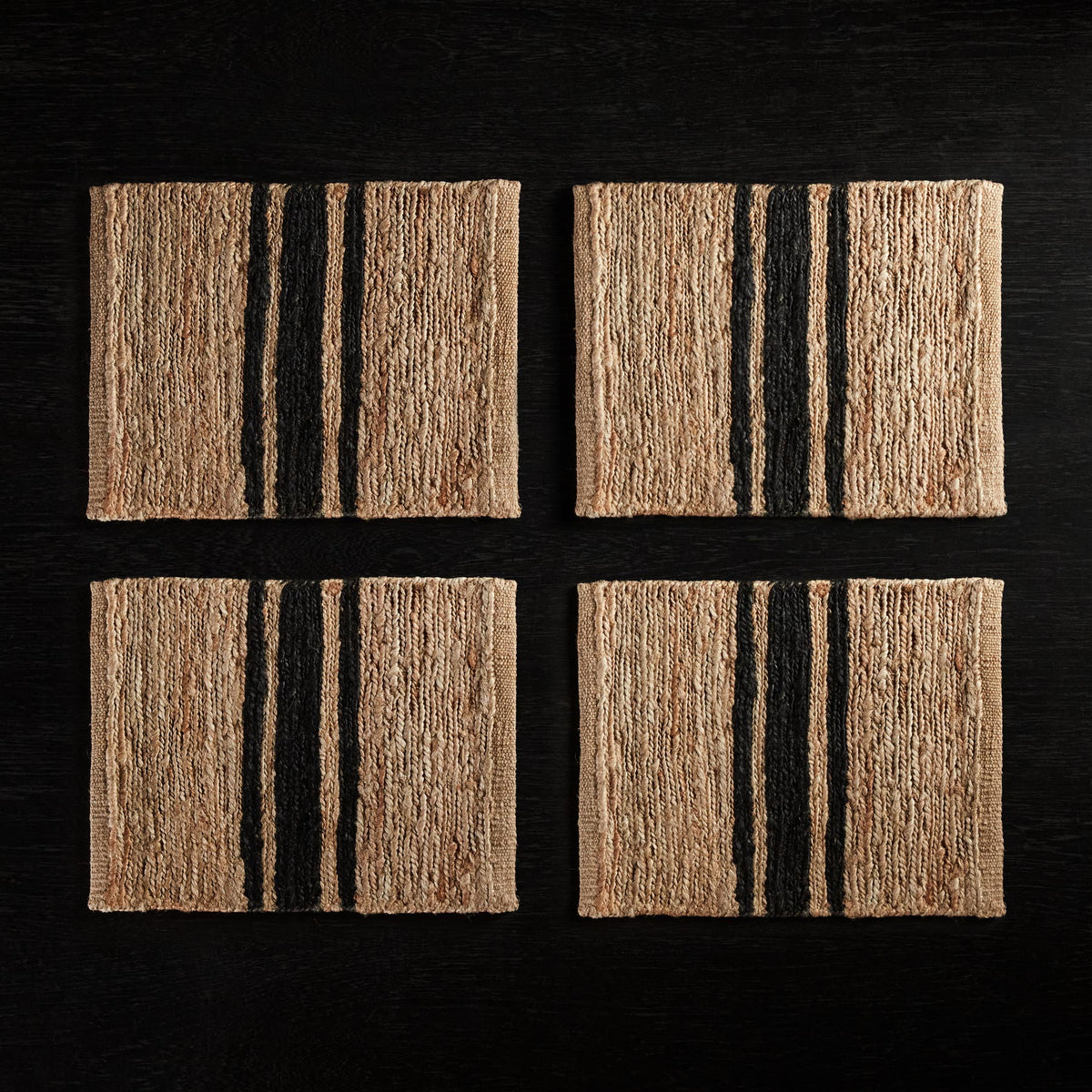 Jute Placemats (Set of 4) - Natural/Charcoal Stripe | James Perse Los Angeles