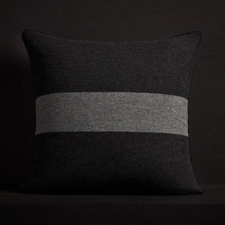 Stripe Throw Pillow w/ Piping - Anthracite/Flannel | James Perse Los Angeles