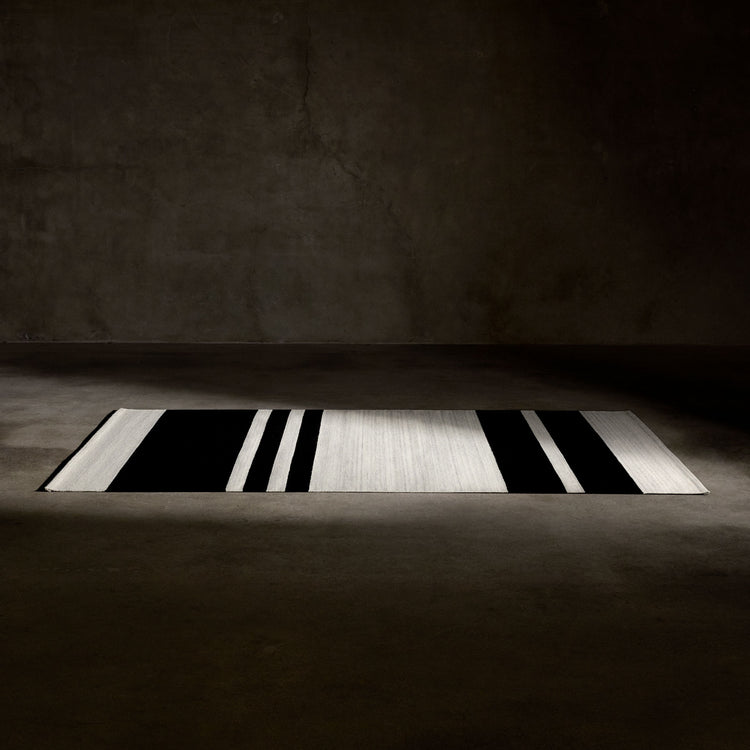 Multi Stripe Area Rug 9Ft X 12Ft - Natural/Black Stripe | James Perse Los Angeles