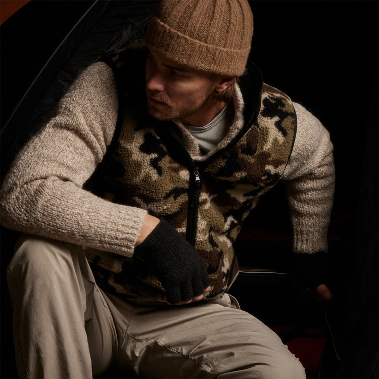 Camo Sherpa Sport Vest in Moss Camo | James Perse Los Angeles 