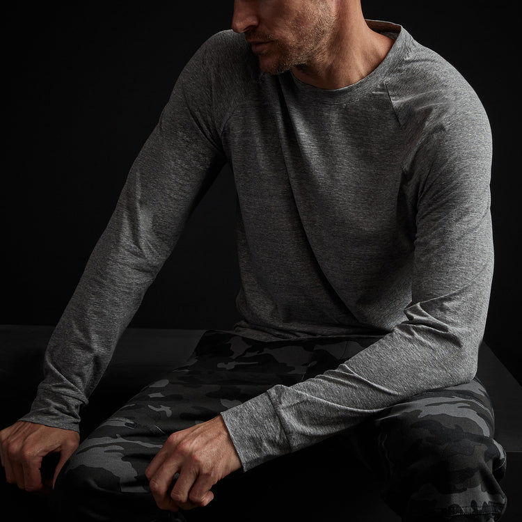 High Twist Recycled Jersey Raglan In Heather Grey | James Perse Los Angeles