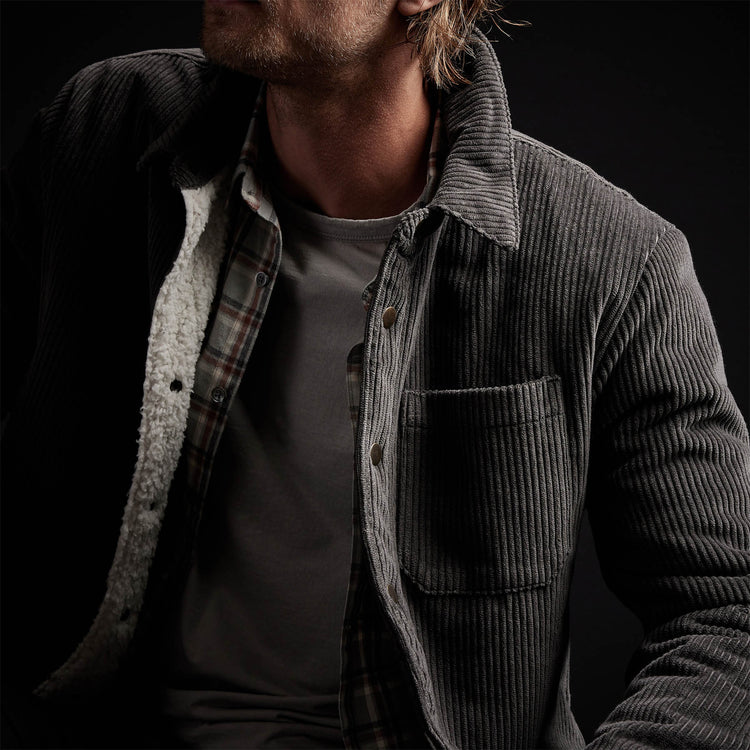 Sherpa Lined Jumbo Cord Jacket in Fin | James Perse Los Angeles