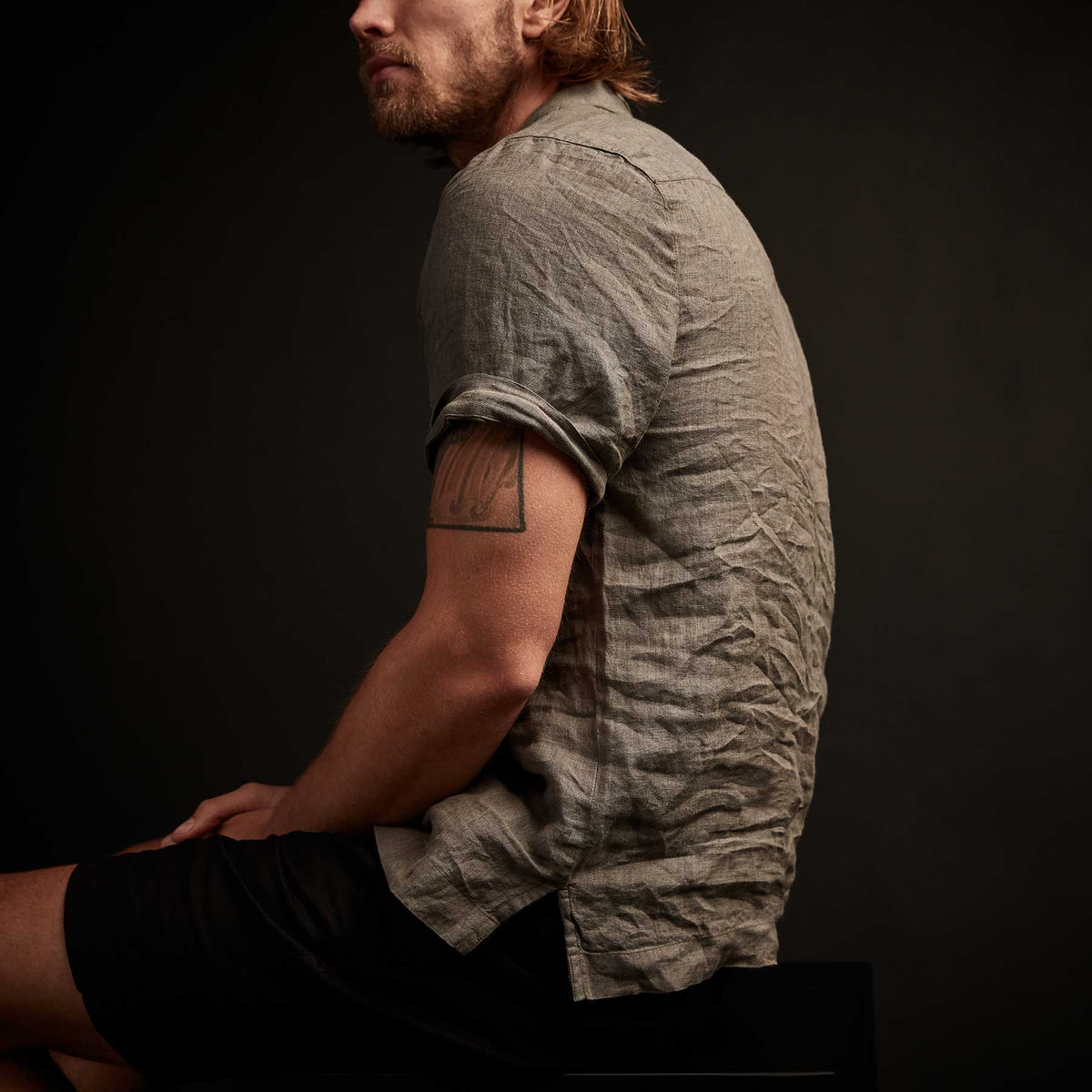 Short Sleeve Linen Shirt In Artichoke | James Perse Los Angeles