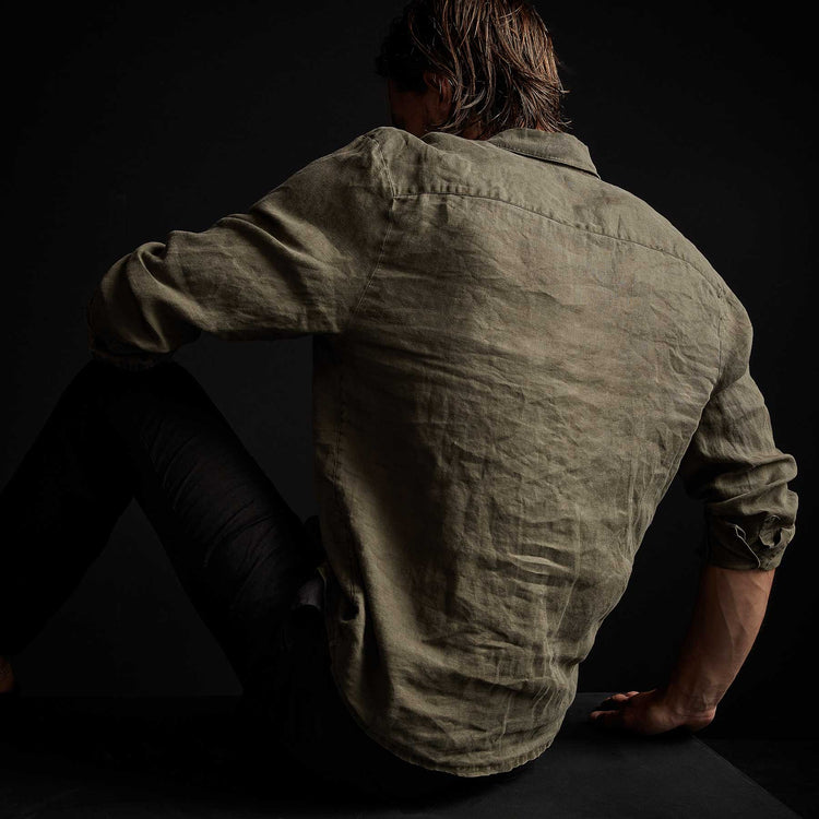 Classic Linen Shirt - Platoon Pigment | James Perse Los Angeles