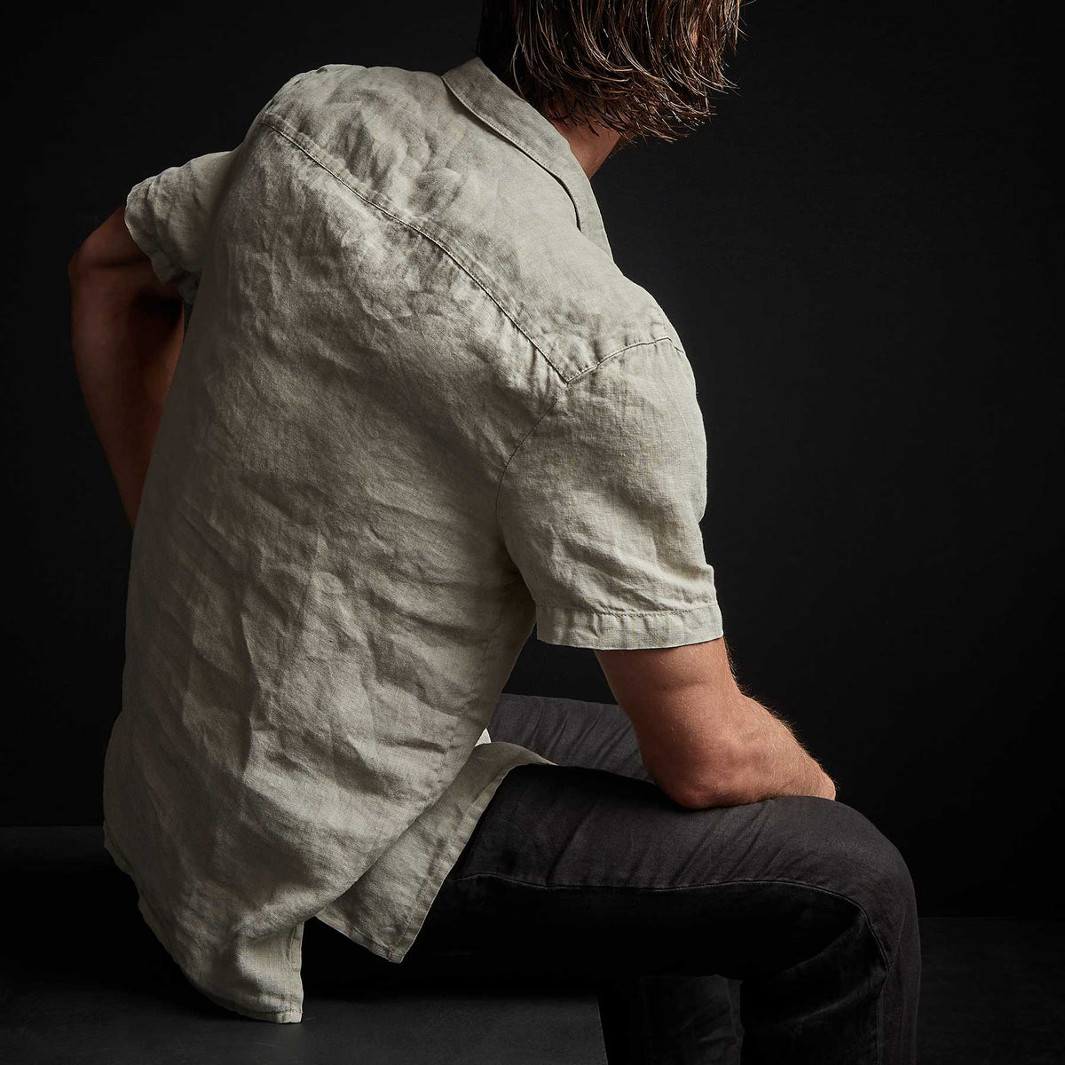 Garment Dyed Short Sleeve Linen Shirt - Mineral Pigment | James Perse Los Angeles