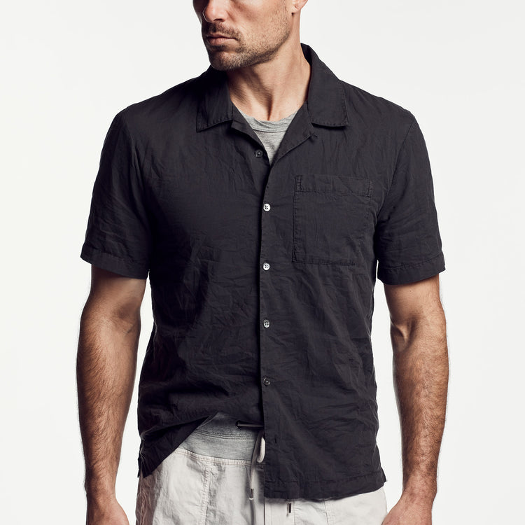 Voile Lotus Embroidered Shirt In Carbon Pigment | James Perse Los Angeles