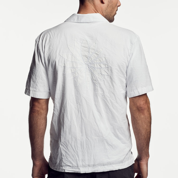 Voile Lotus Embroidered Shirt In White | James Perse Los Angeles