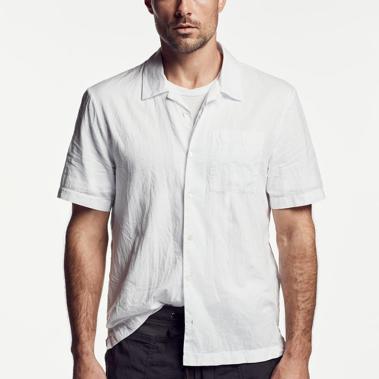 Voile Lotus Embroidered Shirt In White | James Perse Los Angeles