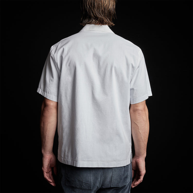 Double Layer Short Sleeve Shirt in White/Baby Blue | James Perse Los Angeles