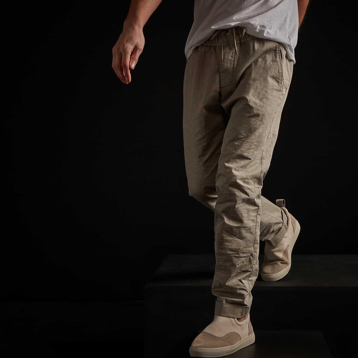 Stretch Cotton Linen Cuffed Trouser - Mineral Pigment | James Perse Los Angeles