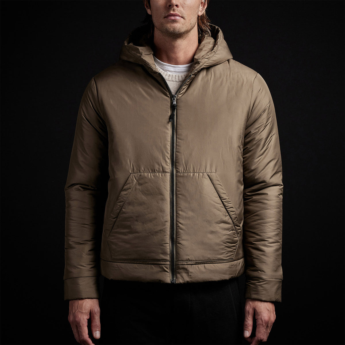 Insulated Zip Front Hoody in Platoon | James Perse Los Angeles