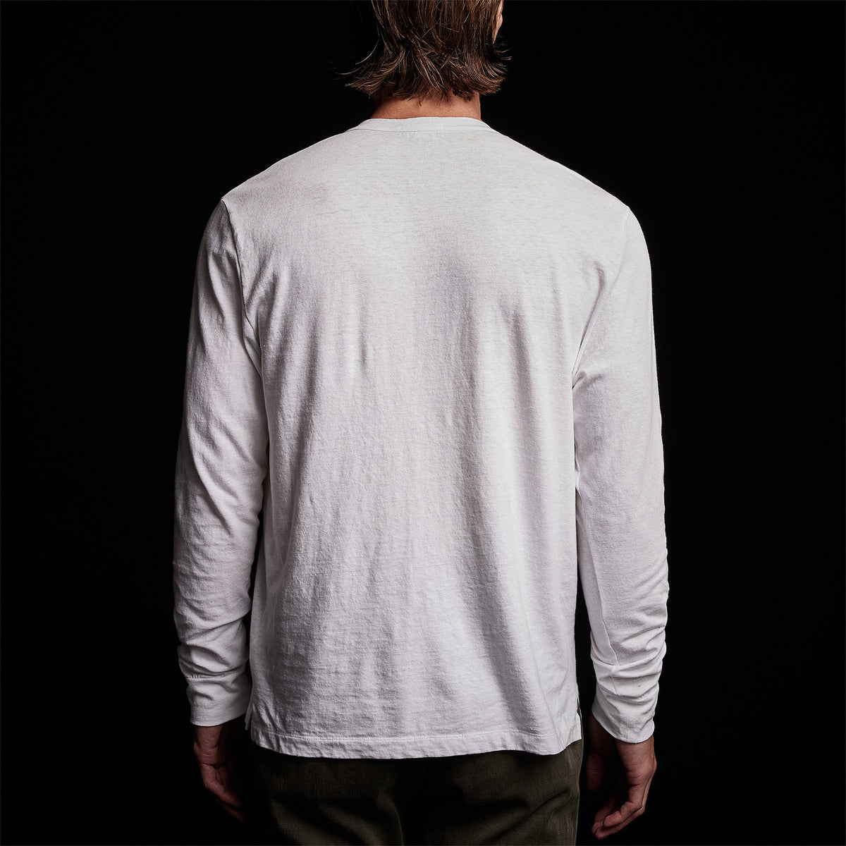 Soft Slub Jersey Long Sleeve Henley in White | James Perse Los Angeles 