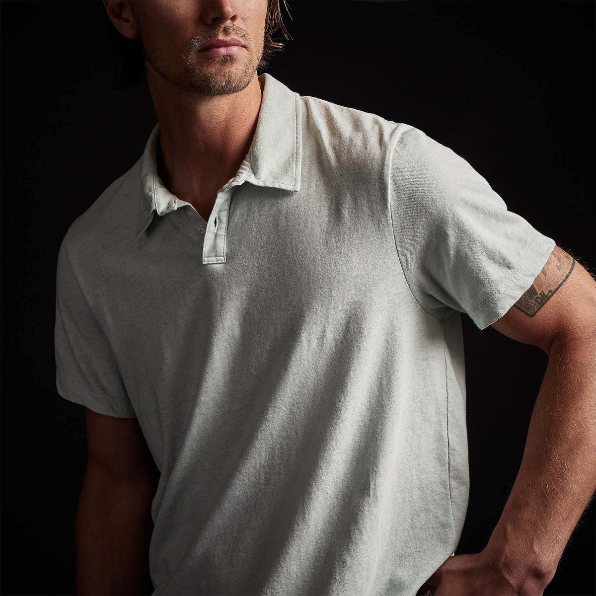 Soft Slub Jersey Short Sleeve Polo in Ocean Spray | James Perse Los Angeles 