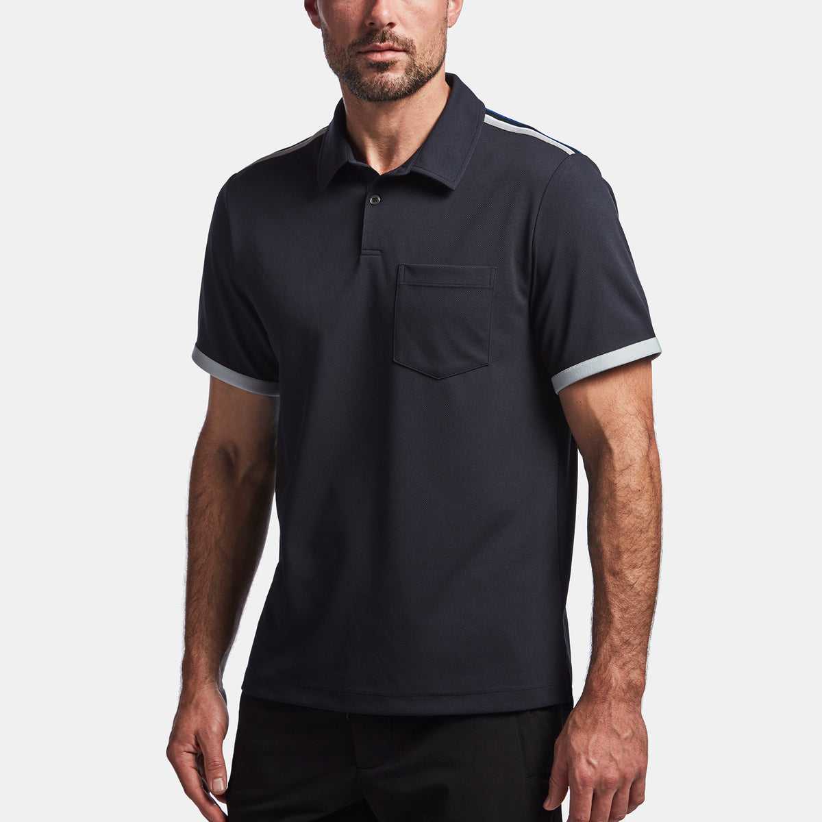 Y/OSEMITE Shoulder Stripe Performance Polo In Navy | James Perse Los Angeles