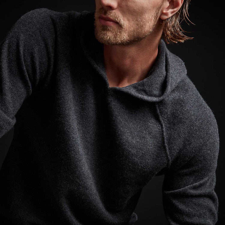 Recycled Cashmere Hooded Sweater in Anthracite | James Perse Los Angeles