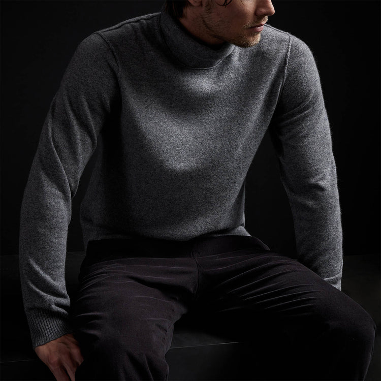 Recycled Cashmere Funnel Neck in Grey Felt | James Perse Los Angeles