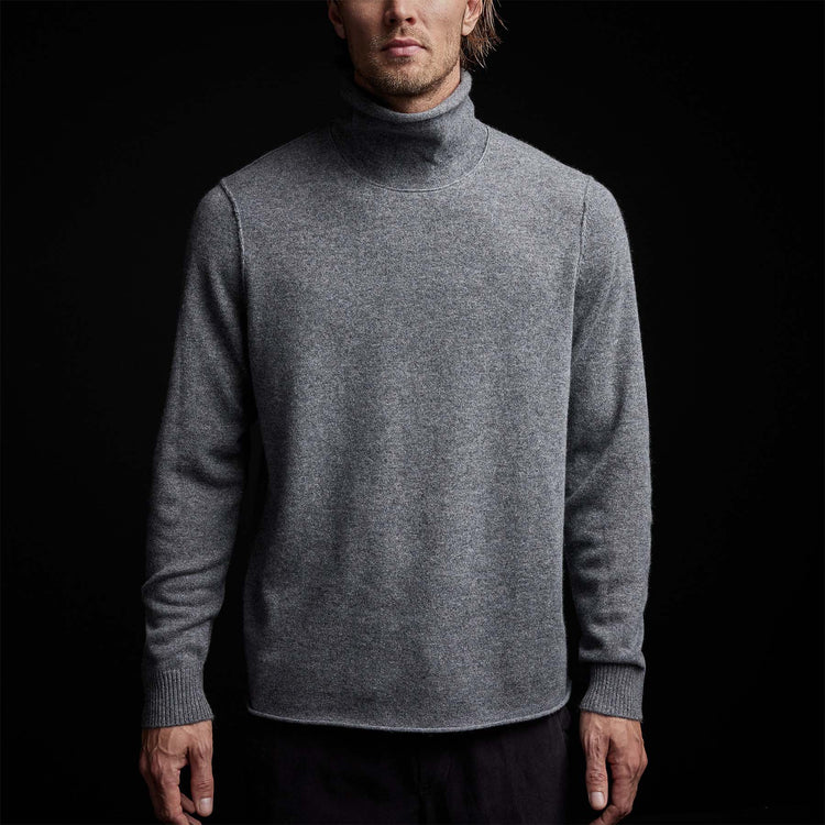 Recycled Cashmere Funnel Neck in Grey Felt | James Perse Los Angeles