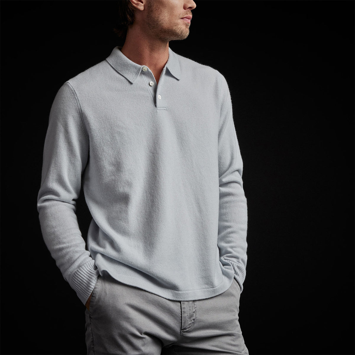 Cashmere Rugby Shirt in Clear Blue | James Perse Los Angeles