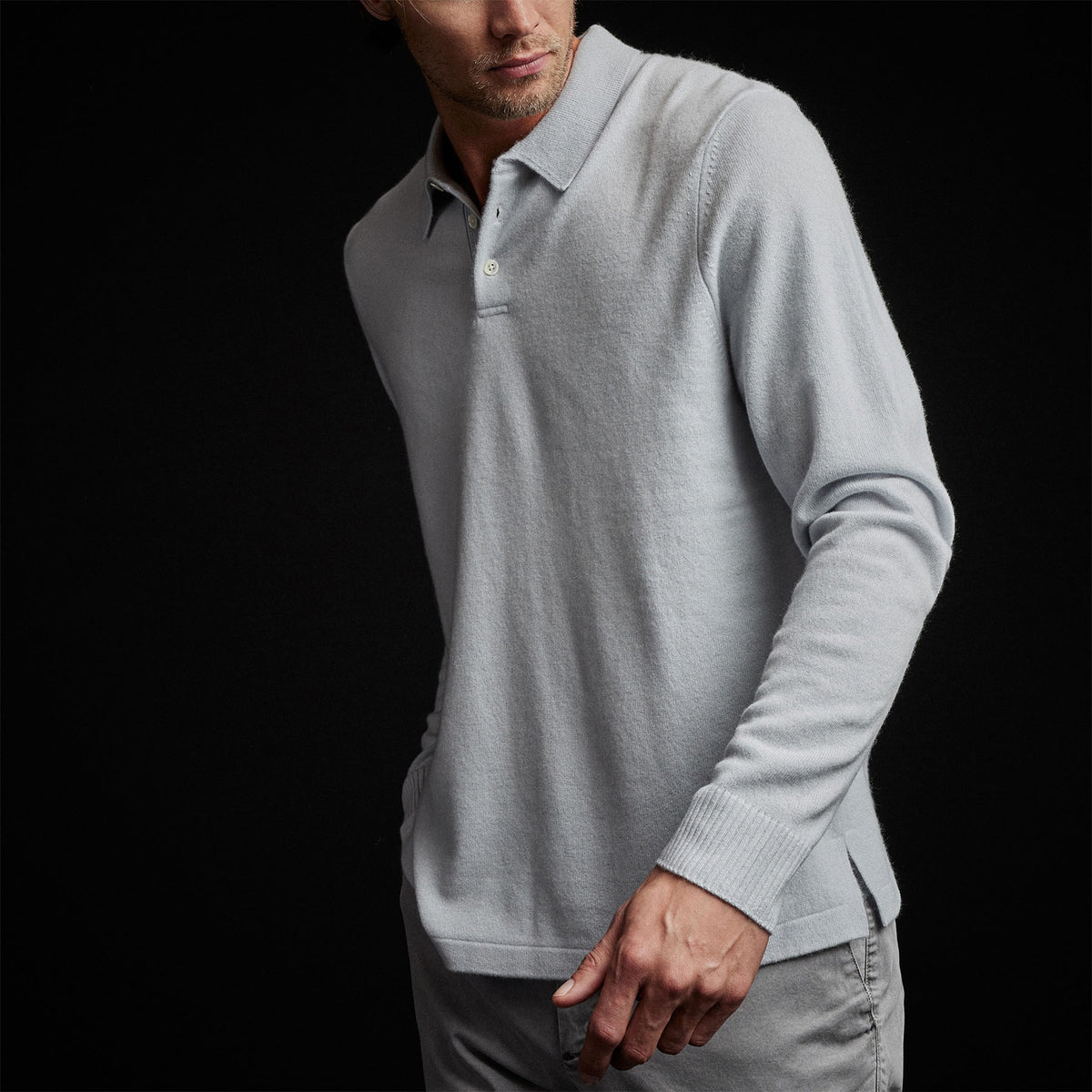Cashmere Rugby Shirt in Clear Blue | James Perse Los Angeles