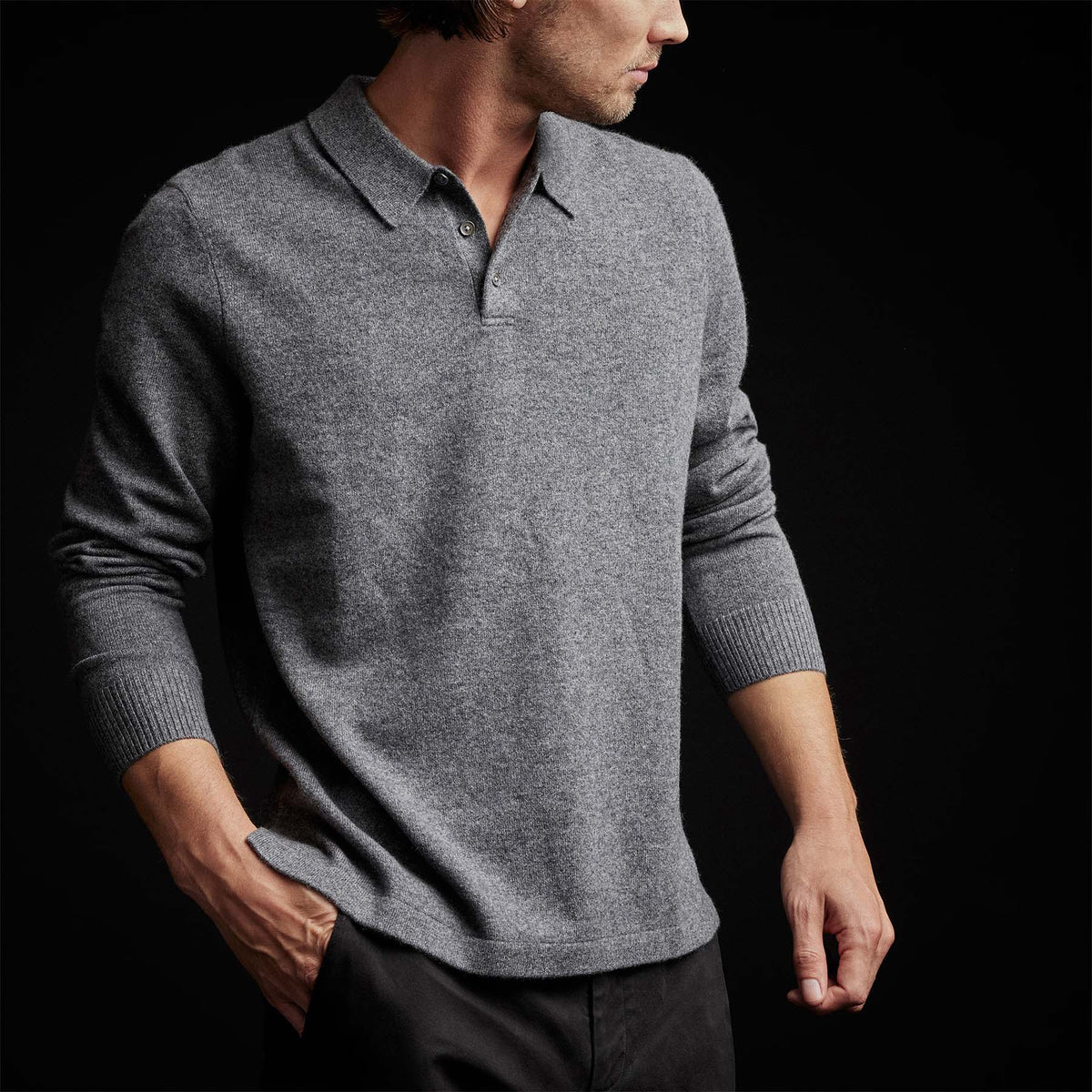 Cashmere Rugby Shirt in Flannel | James Perse Los Angeles