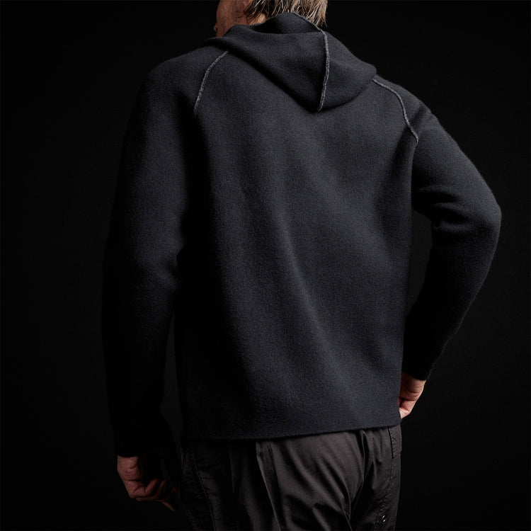 Cashmr Double Bed Raglan Hoodie in Black/Anthracite | James Perse Los Angeles