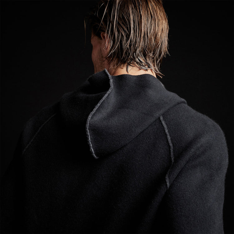 Cashmr Double Bed Raglan Hoodie in Black/Anthracite | James Perse Los Angeles