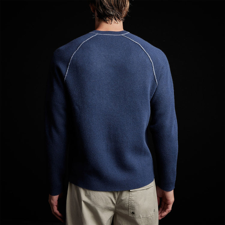 Cashmere Double Bed Raglan Crew in Prussian/Storm | James Perse Los Angeles