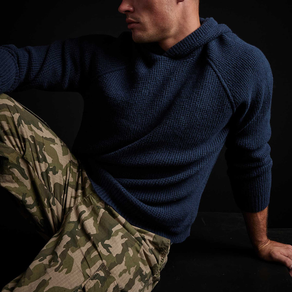 Cotton Wool Thermal Hoody in Navy | James Perse Los Angeles