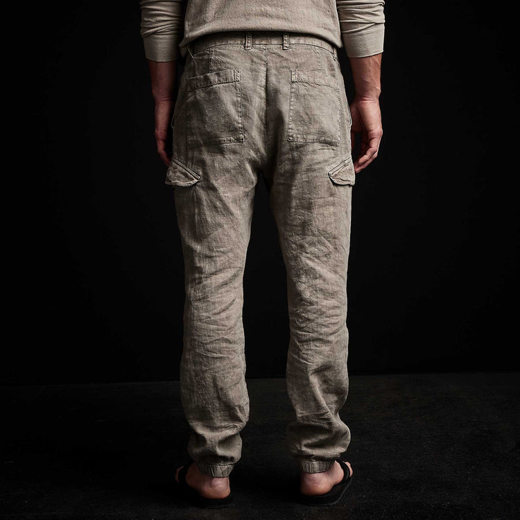Slub Linen Cargo Pant in Fume Pigment | James Perse Los Angeles 