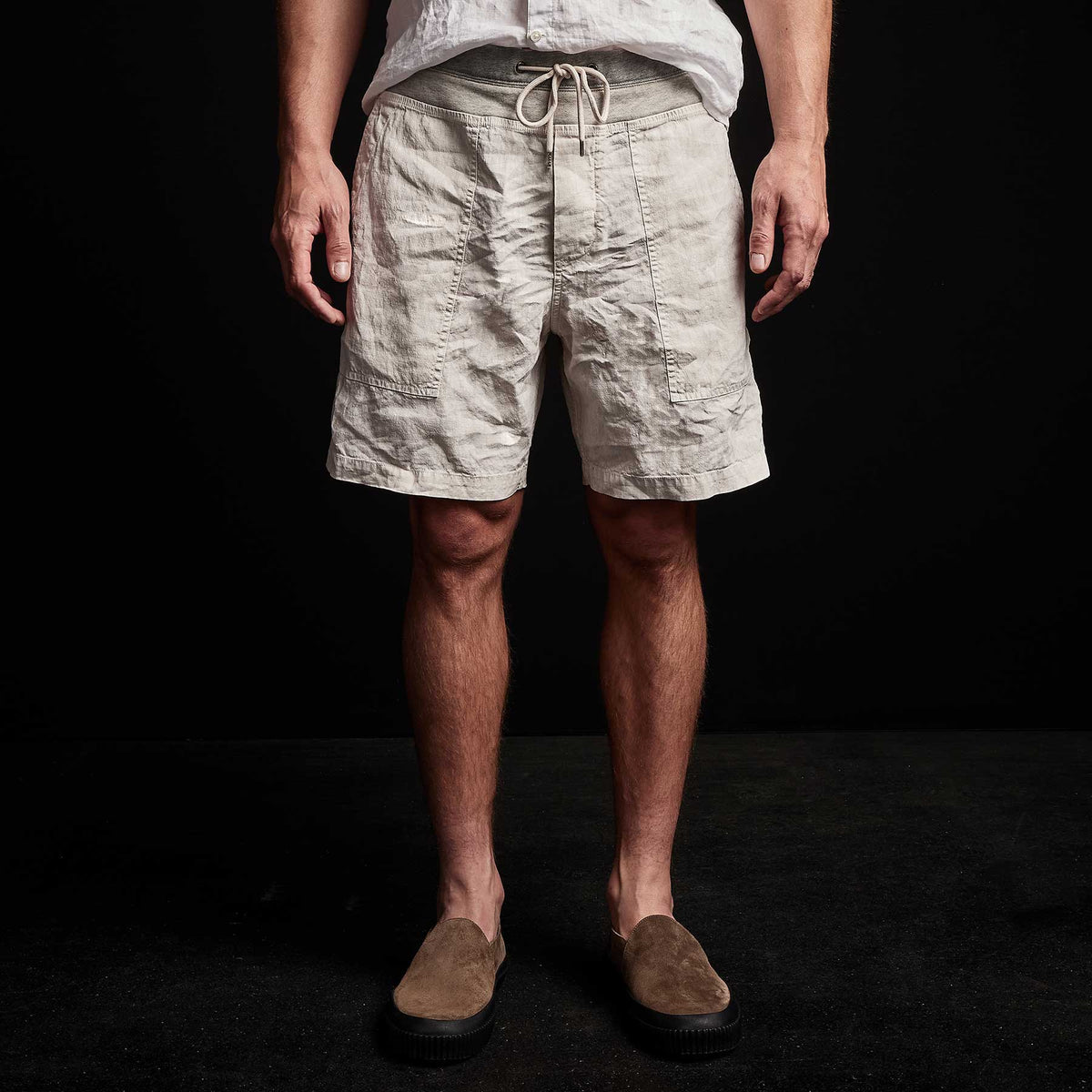 Linen Utility Short in Salt Pigment | James Perse Los Angeles 