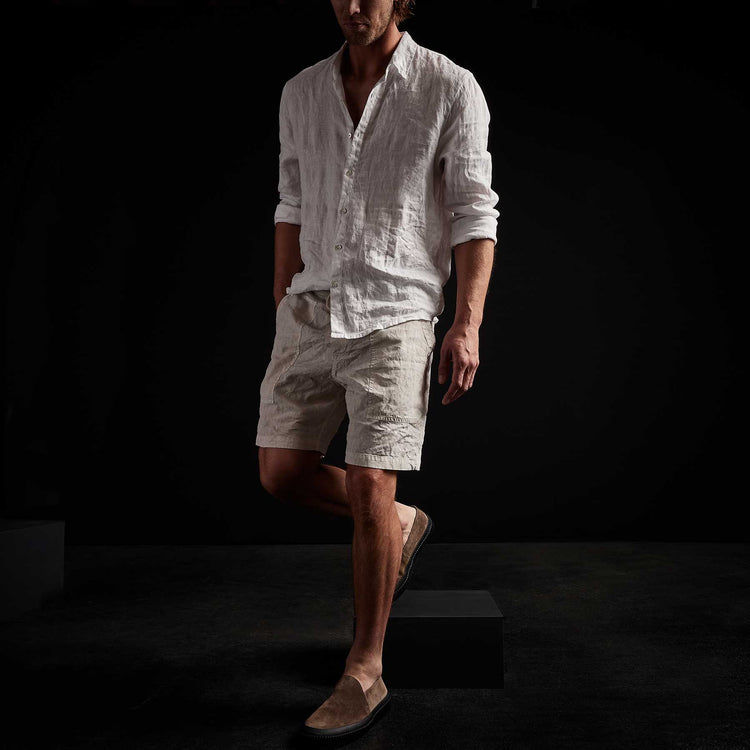 Linen Utility Short in Salt Pigment | James Perse Los Angeles 
