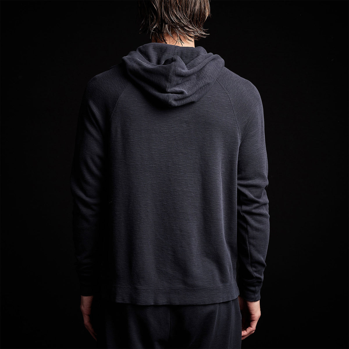Thermal Raglan Hoodie in Blue Oil | James Perse Los Angeles 
