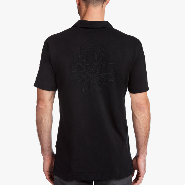 Sueded Jersey Lotus Graphic Polo in Black | James Perse Los Angeles