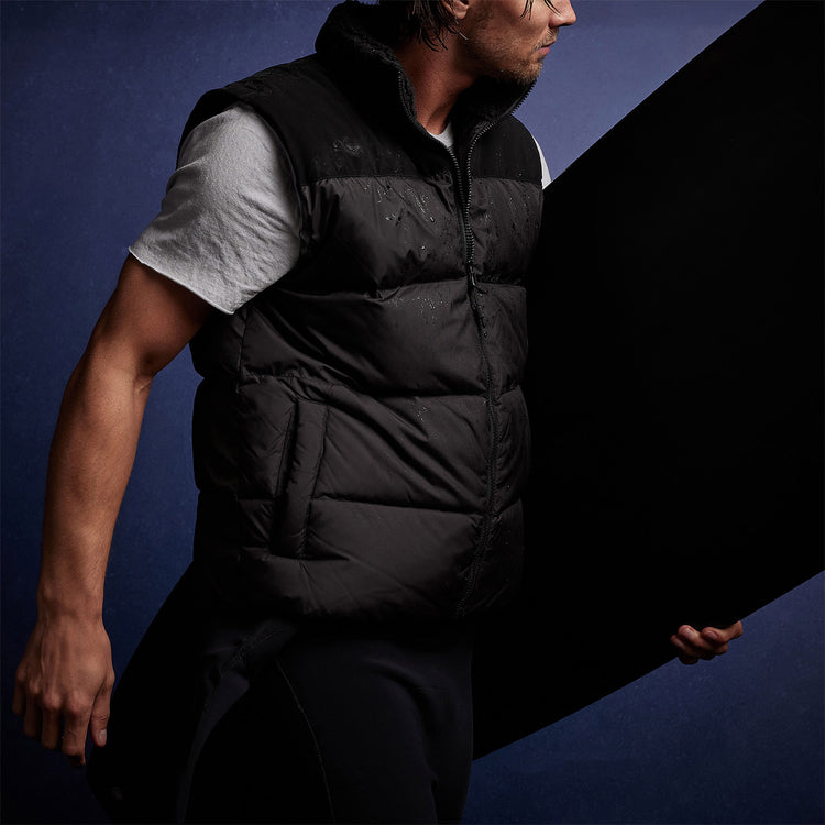 Mixed Media Down Vest in Black | James Perse Los Angeles 