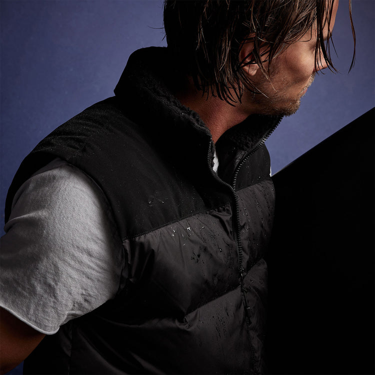 Mixed Media Down Vest in Black | James Perse Los Angeles 