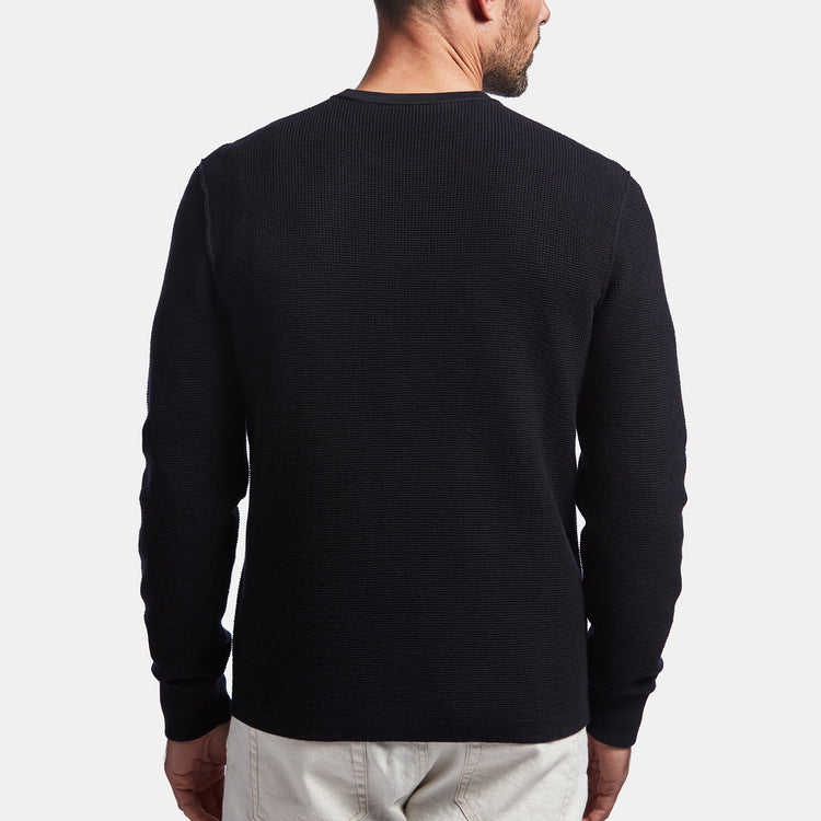 Cotton Cashmere Thermal Pullover In Black | James Perse Los Angeles