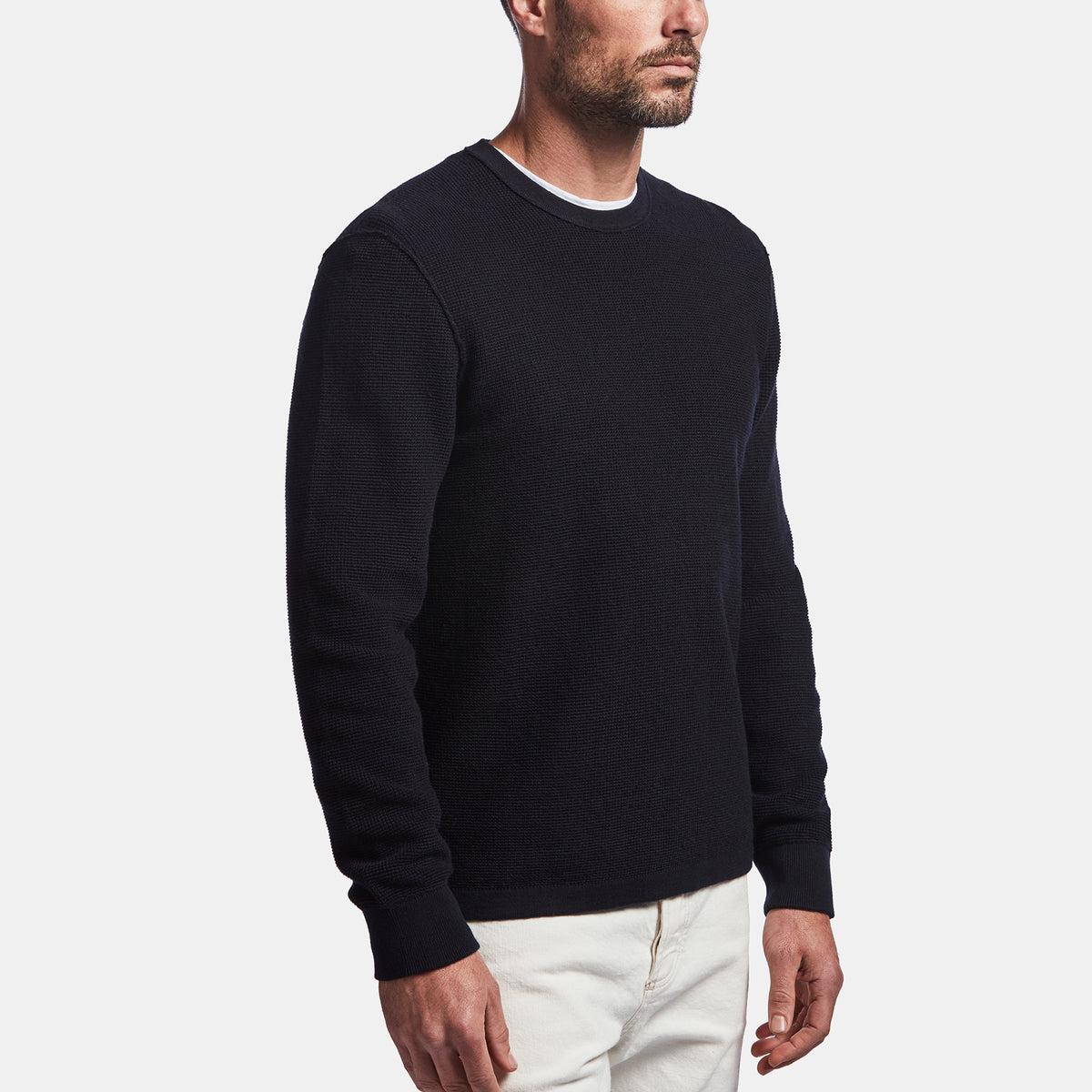 Cotton Cashmere Thermal Pullover In Black | James Perse Los Angeles